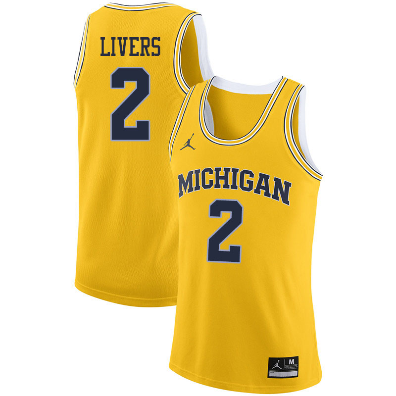 Men #2 Isaiah Livers Michigan Wolverines College Basketball Jerseys Sale-Yellow